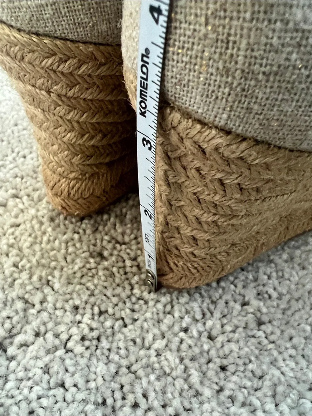 Jack Rogers Palmer toe closed Neutral Linen Espadrille Wedge Pumps - Women's 6.5